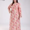 Tradi Chic Robe d'intérieur longue imprimée brodée – Réf 18162 – Pêche fleuri