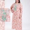 Tradi Chic Robe d'intérieur longue imprimée brodée – Réf 18187 – Corail imprimé