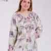 Tradi Chic Robe d'intérieur longue imprimée brodée – Réf 18305 – Vert imprimé