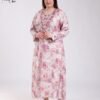 Tradi Chic Robe d'intérieur longue imprimée brodée – Réf 18306 – Rose imprimé