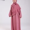 Tradi Chic Ensemble robe de prière et foulard fille – Réf 18663 – Vieux rose