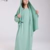 Tradi Chic Ensemble robe de prière et foulard fille – Réf 18663 – Vert d'eau