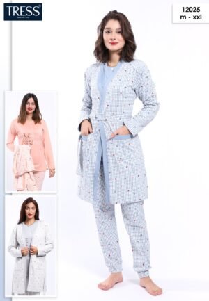 Tress Pyjama 3 pièces avec gilet – Réf 12025 – Couleurs assorties