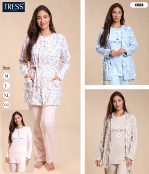 Tress Pyjama 3 pièces avec gilet – Réf 13539 – Couleurs assorties