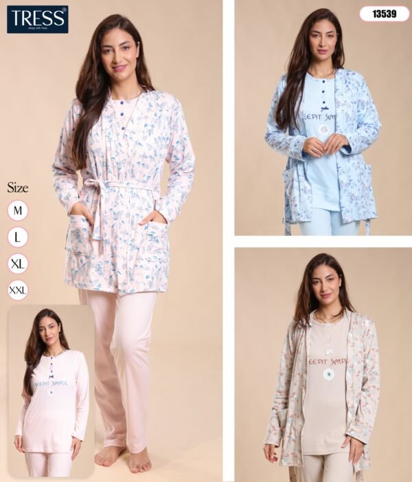 Tress Pyjama 3 pièces avec gilet – Réf 13539 – Couleurs assorties
