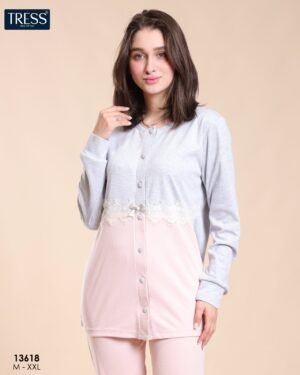 Tress Pyjama boutonné – Réf 13618 – Gris rose