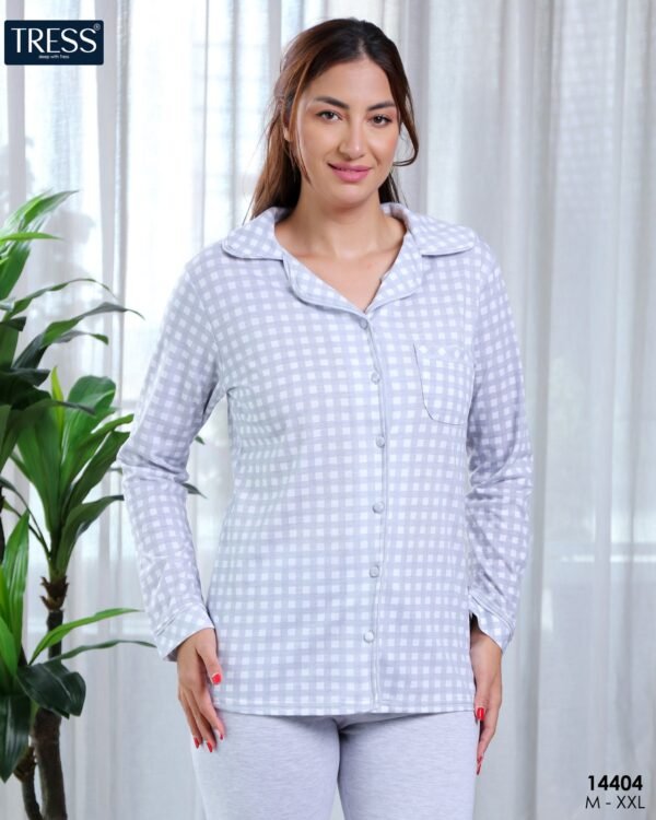 Tress Pyjama boutonné vichy – Réf 14404 – Gris