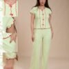 Tress Pyjama boutonné à volants – Réf 15204 – Vert anis