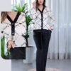 Tress Pyjama boutonné imprimé cœurs – Réf 16478 – Écru noir