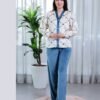 Tress Pyjama boutonné imprimé cœurs – Réf 16478 – Écru bleu