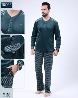 Tress Pyjama homme velours – Réf 16662 – Vert pétrole