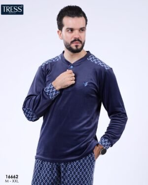 Tress Pyjama homme velours – Réf 16662 – Bleu marine