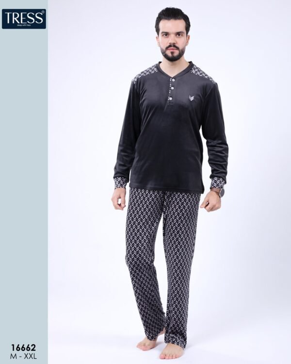 Tress Pyjama homme velours – Réf 16662 – Gris anthracite