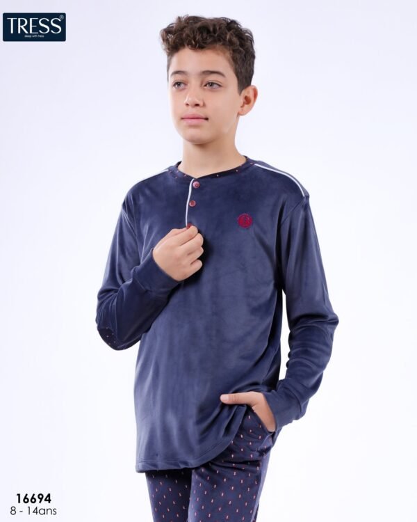 Tress Pyjama garçon velours – Réf 16694 – Bleu marine