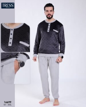 Tress Pyjama homme velours – Réf 16699 – Gris anthracite