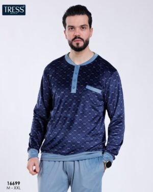 Tress Pyjama homme velours – Réf 16699 – Bleu marine