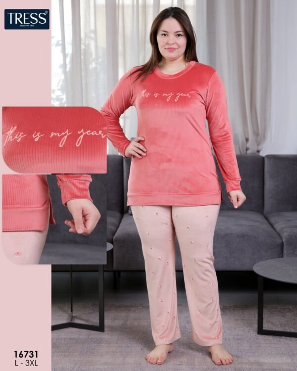 Tress Pyjama velours côtelé – Réf 16731 – Corail