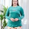Tress Pyjama velours imprimé fraises – Réf 16760 – Vert émeraude