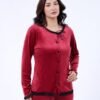 Tress Pyjama velours boutonné dentelle – Réf 16773 – Rouge Tress Pyjama velours boutonné dentelle – Réf 16773 – Rouge