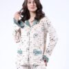 Tress Pyjama chemise imprimé avocat – Réf 16793 – Écru vert