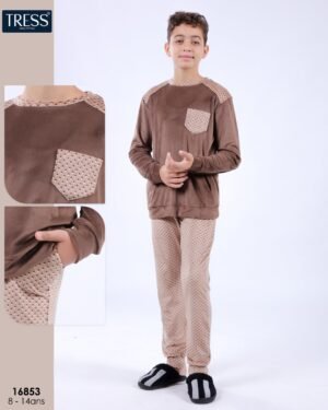 Tress Pyjama garçon velours – Réf 16853 – Marron