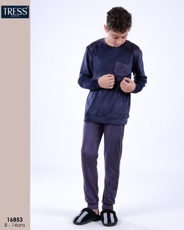 Tress Pyjama garçon velours – Réf 16853 – Bleu marine