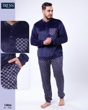 Tress Pyjama homme velours – Réf 16866 – Bleu marine