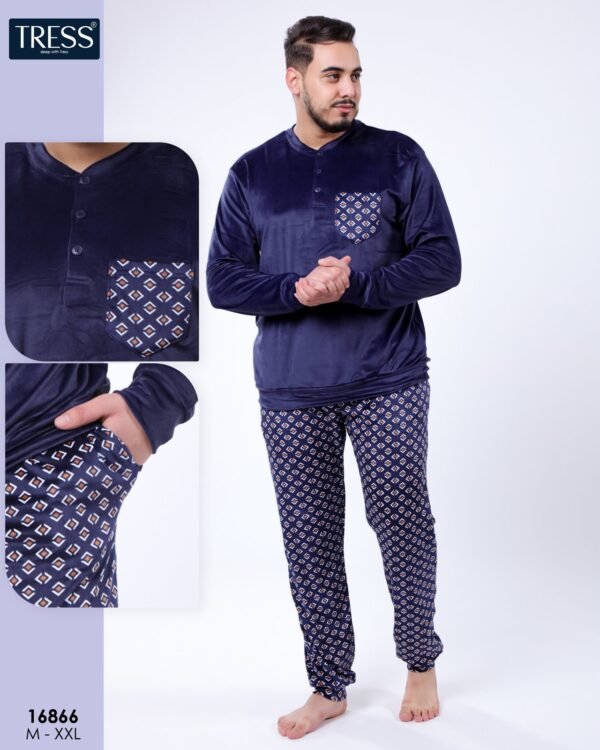 Tress Pyjama homme velours – Réf 16866 – Bleu marine