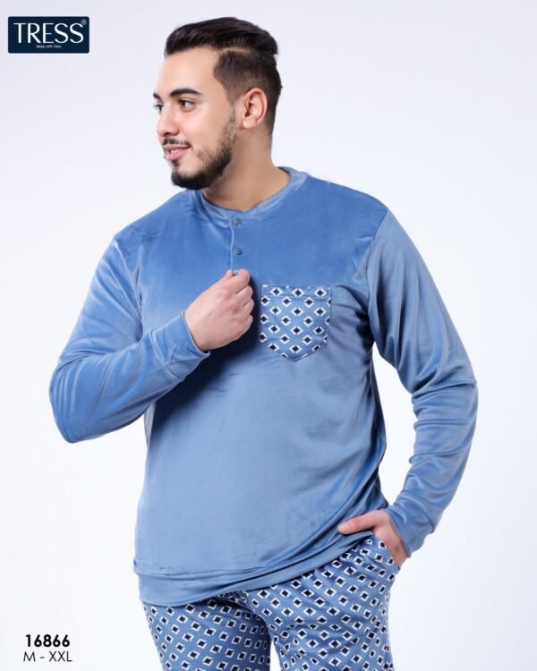 Tress Pyjama homme velours – Réf 16866 – Bleu jean