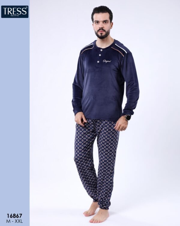 Tress Pyjama homme velours – Réf 16867 – Bleu marine