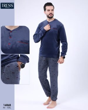 Tress Pyjama homme velours – Réf 16868 – Bleu marine