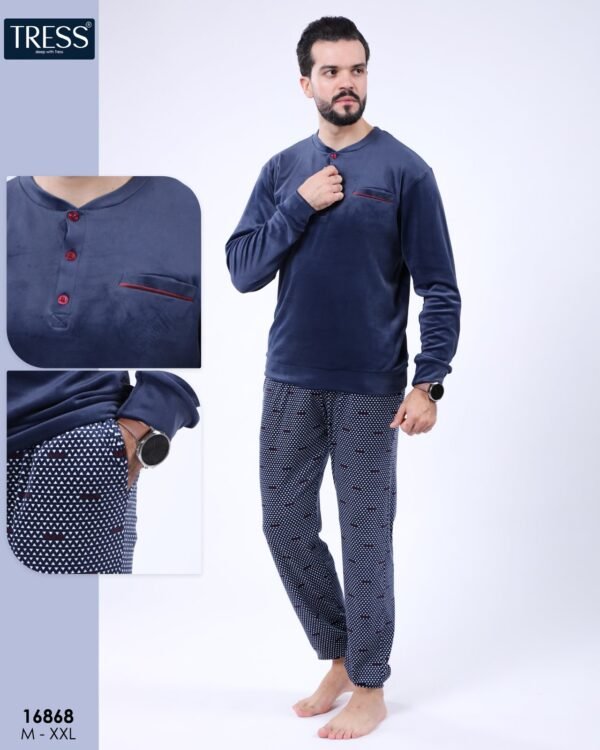 Tress Pyjama homme velours – Réf 16868 – Bleu marine