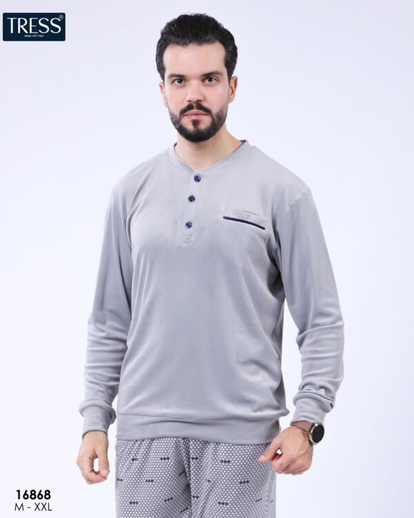 Tress Pyjama homme velours – Réf 16868 – Gris