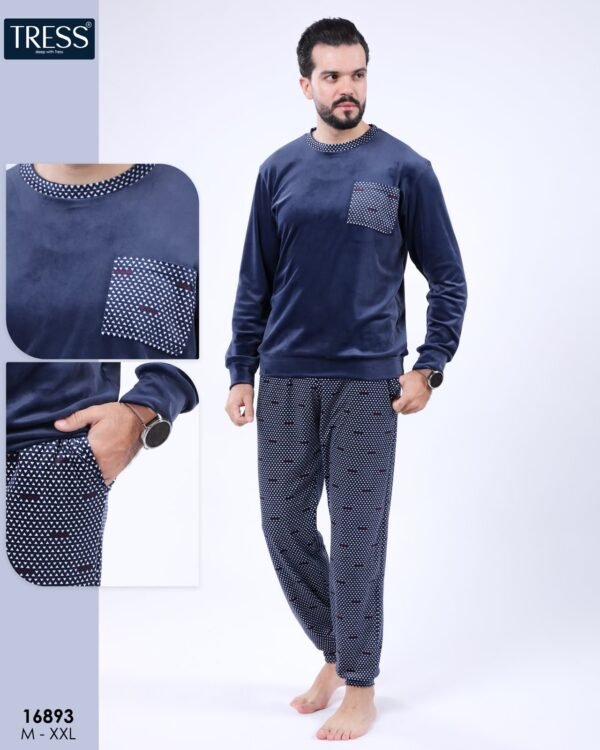 Tress Pyjama homme velours – Réf 16893 – Bleu marine