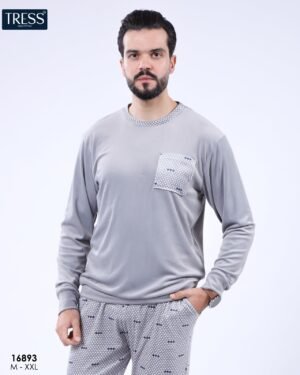 Tress Pyjama homme velours – Réf 16893 – Gris