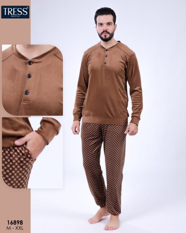 Tress Pyjama homme velours – Réf 16898 – Marron