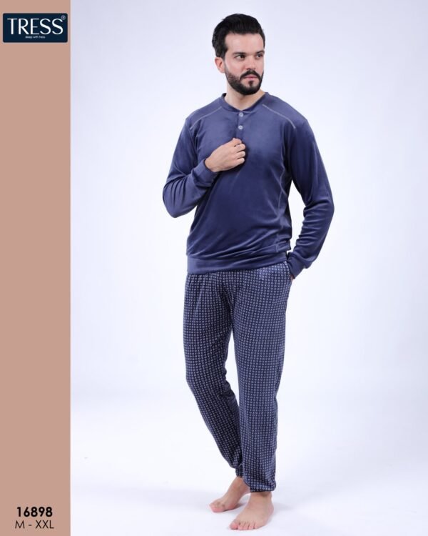 Tress Pyjama homme velours – Réf 16898 – Bleu marine