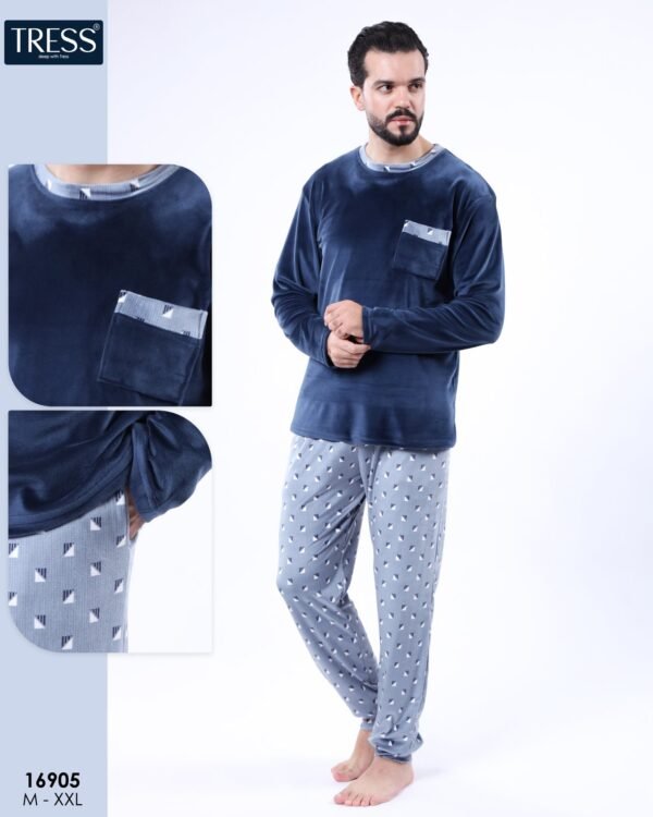 Tress Pyjama homme velours – Réf 16905 – Bleu marine