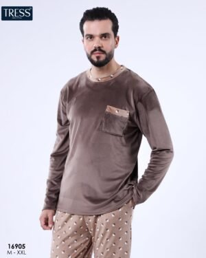 Tress Pyjama homme velours – Réf 16905 – Marron