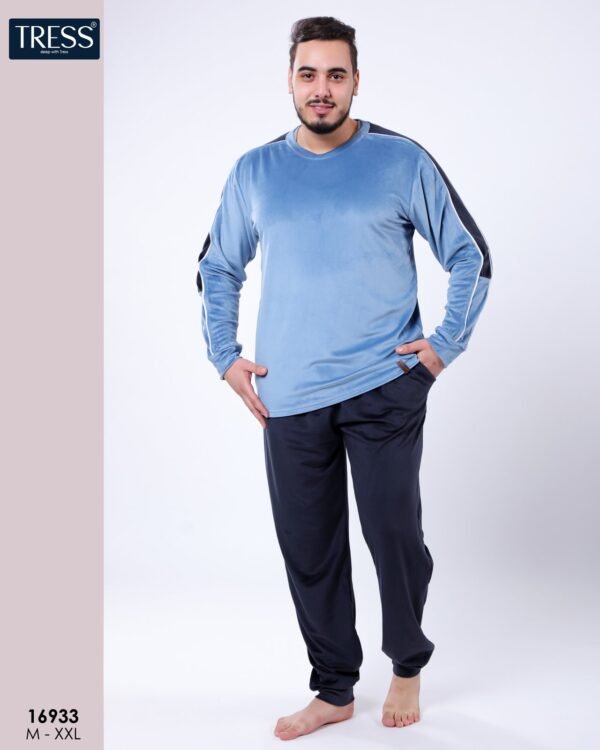 Tress Pyjama homme velours – Réf 16933 – Bleu ciel Tress Pyjama homme velours – Réf 16933 – Bleu ciel