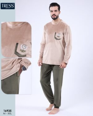 Tress Pyjama homme velours – Réf 16935 – Beige