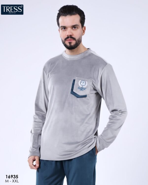 Tress Pyjama homme velours – Réf 16935 – Gris