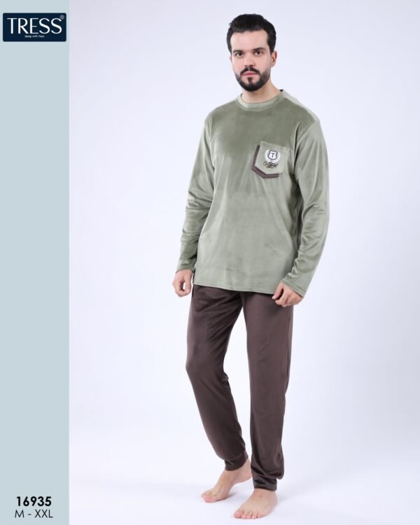 Tress Pyjama homme velours – Réf 16935 – Vert kaki