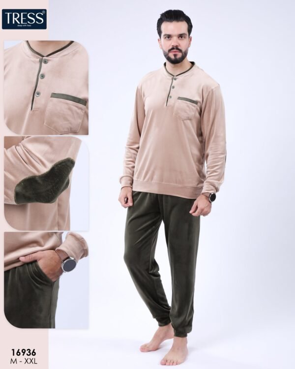 Tress Pyjama homme velours – Réf 16936 – Beige