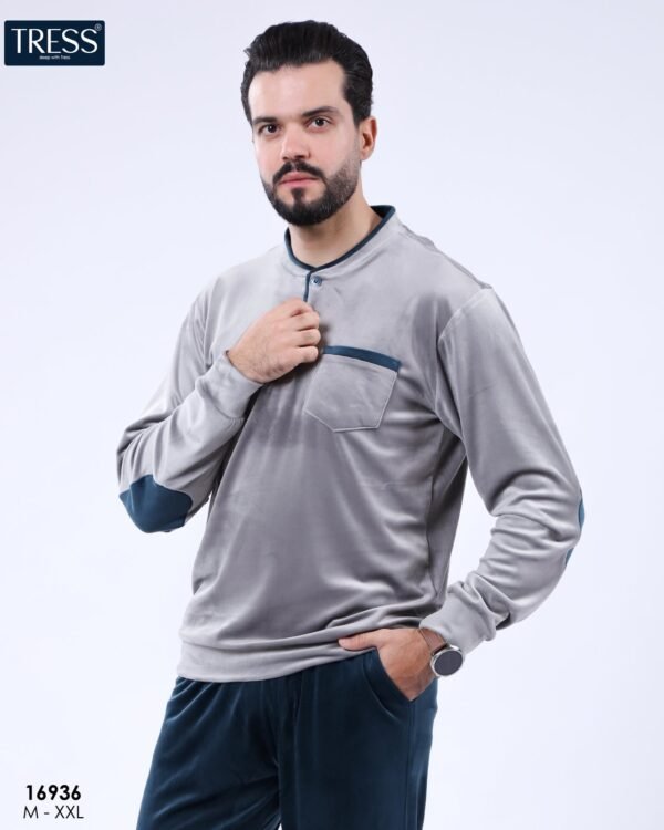 Tress Pyjama homme velours – Réf 16936 – Gris