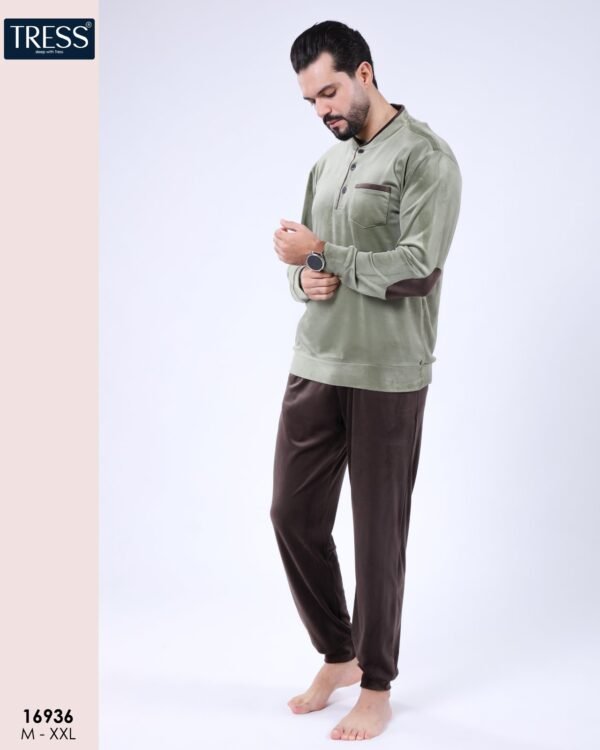 Tress Pyjama homme velours – Réf 16936 – Vert kaki