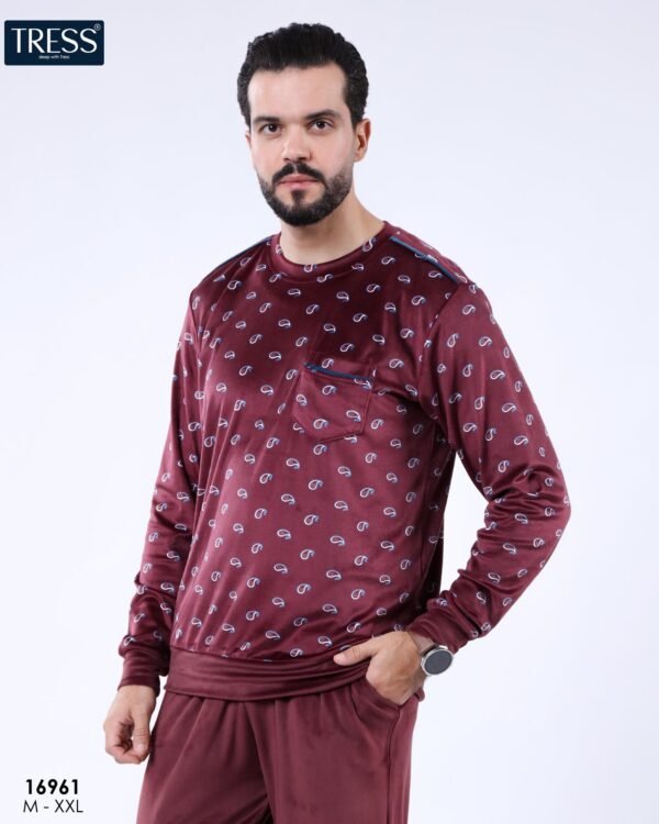 Tress Pyjama homme velours imprimé – Réf 16961 – Bordeaux