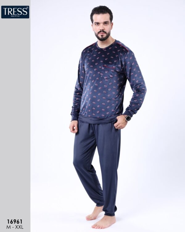 Tress Pyjama homme velours imprimé – Réf 16961 – Bleu marine