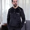 Tress Pyjama homme velours imprimé – Réf 16972 – Noir