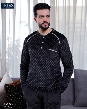 Tress Pyjama homme velours imprimé – Réf 16972 – Noir